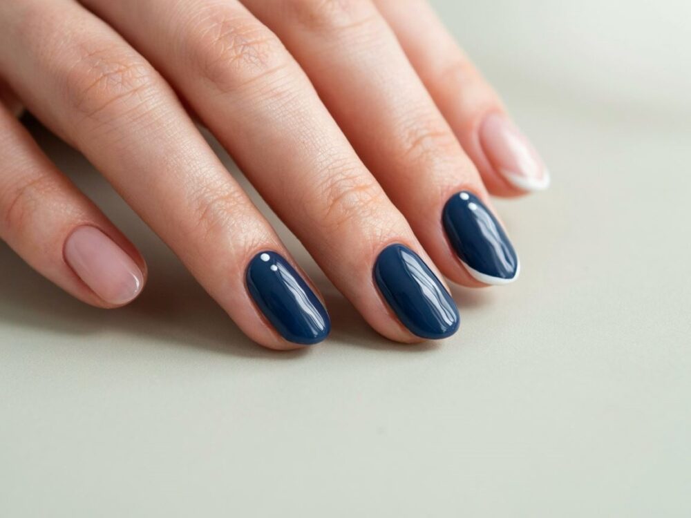 manicure granatowobiały